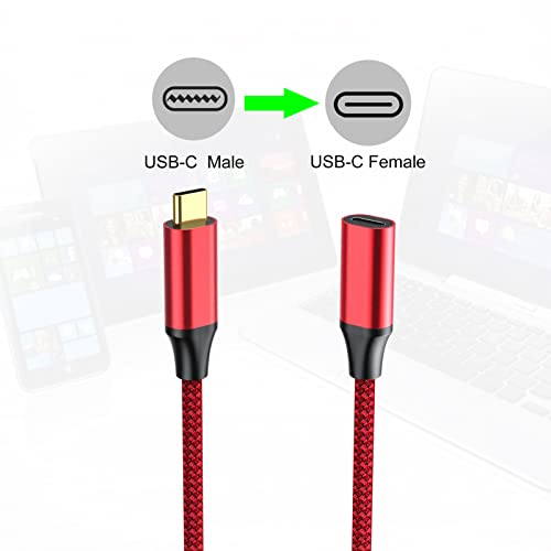 USB C Продолжен Кабел, НАЈЛОН Плетенка USB C Продолжен Кабел USB C Машки До Женски Кабел, USB C 3.1 100w Брзо Полнење 10gbps Компатибилност За Пренос На Податоци За Macbook Ipad Лаптоп Мо