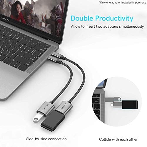 TEK Styz USB-C USB 3.0 адаптер компатибилен со Dell XPS 13-1500SLV OTG Type-C/PD машки USB 3.0 женски конвертор.