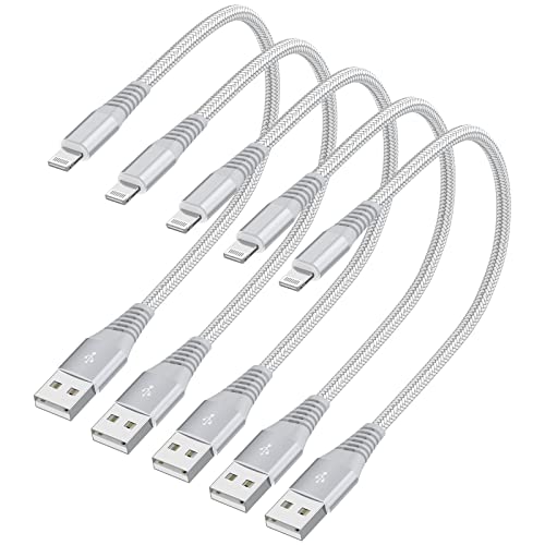 Charger на iPhone [Apple MFI овластен] 5pack 0,6 ft Краток молња кабел Брзо полнење со голема брзина Синхронизација USB кабел за iPhone 14/13/12/11/XS/XR/X/8/7/6, iPad Pro/Air/Mini, AirPods, Power Bank