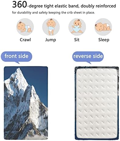 Снежна планина тематска вградена креветче за креветчиња, стандарден сад за креветчиња, ултра мек материјал-бебешки креветчиња за девојче или момче,