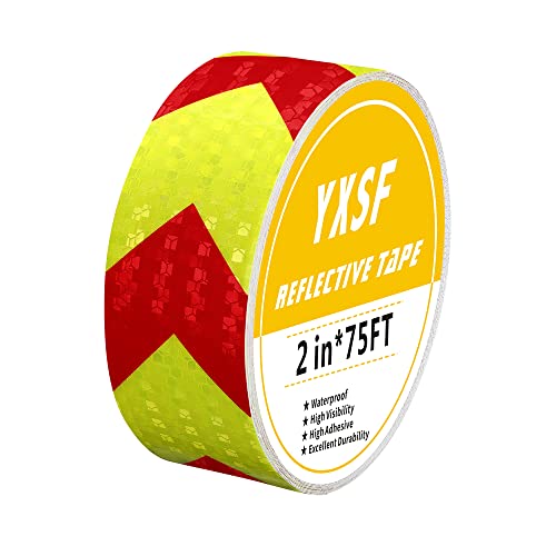 Yxsf 2 инчи × 75 стапки рефлексивна безбедносна лента, црвена/жолта рефлективна лента водоотпорна, рефлексивна лента за приколки Камиони