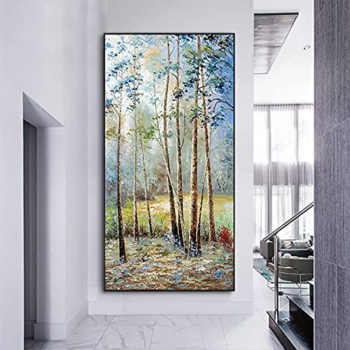 Декорација на салони со големи димензии масло за сликање рачно насликана wallидна уметност Апстрактна пејзаж шумско дрво платно слики