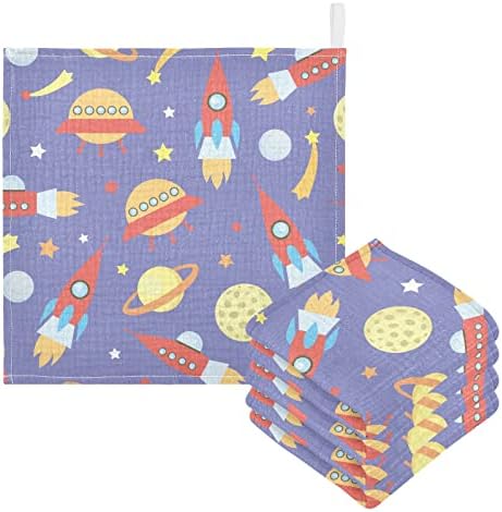 В. vvfelixl вселенски ракети планети бебешки крпи за бебиња, бебиња муслински мијалници за момчиња девојчиња, памучно бебе за лице за новороденчиња