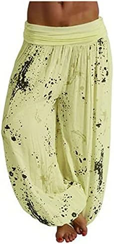 Panенски панталони од басисин Обични лабави јога хареми џогери цветни принт со низок пораст плус големина пролетен џогирање на палацо
