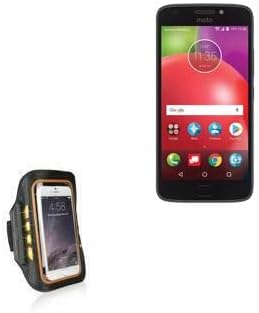 Случај за Boxwave For Motorola Moto E4 - jogbrite Sports Armband, висока видлива светлина за безбедност LED тркачи на LED за моторија Мото Е4 - Задебелен портокал