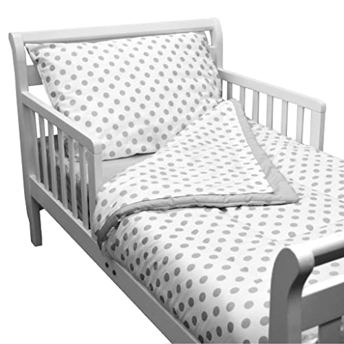 Американска компанија за бебиња памук Перкале 4 парчиња постелнина за постелнина, сива точка/сива, за момчиња и девојчиња