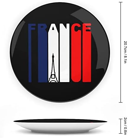 1970 -тите стил Ајфелова кула Франс Франс знаме коска Кина Декоративна чинија околу керамички плочи занает со приказ за домашна канцеларија