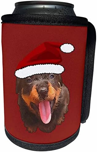 3дроза Слатко Кученце Ротвајлер Облечено Во Празнична Капа На Дедо Мраз - Може Поладна Обвивка За Шишиња