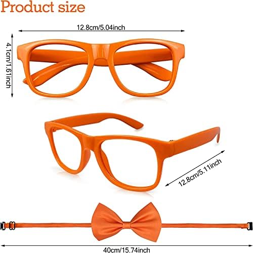 ХАНГАНГ 12 парчиња портокалови очила без леќи, 12 парчиња портокалови машнички, дневни додатоци за облека што ги претпочитаат