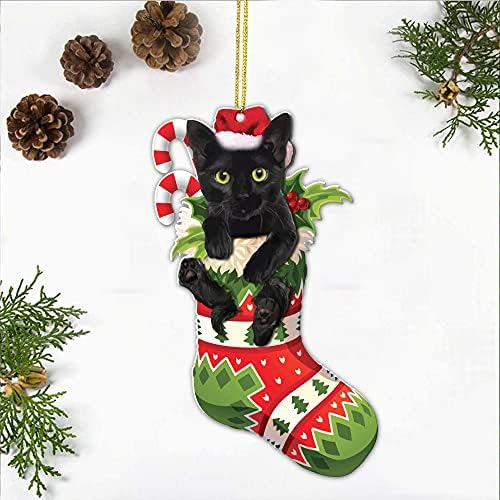Crazytops Денот на таткото - Роденденски подарок за loversубители на мачки - Божиќен украс на црна мачка - црна мачка Божиќно декор