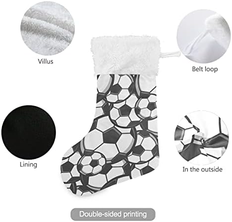 Xigua црно бело фудбалски божиќни чорапи бели плишани манжетни за порибување на подароци за украси за украси за забави