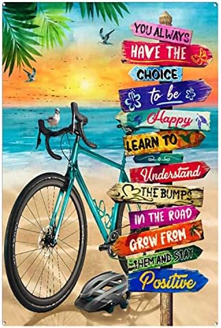 Метални wallидни декор калај знаци велосипедизам летни знаци на плажа, летни отпечатоци од уметност на плажа, велосипедска wallидна уметност, знаци за loversубители на ве