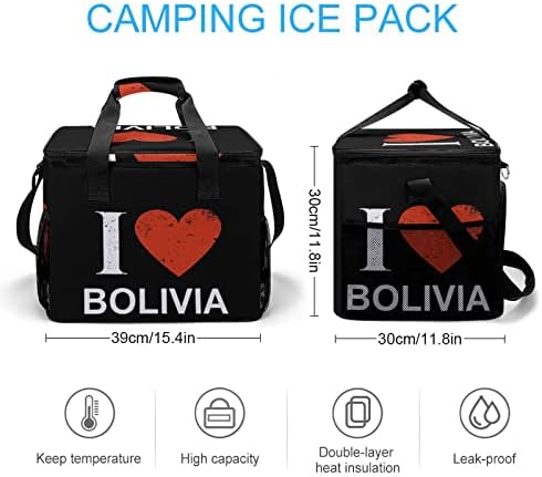 Ја Сакам Боливија Поладна Кутија Изолирана Отпорна На Истекување Преносна Торба За Ручек За Ладење За Работа На Пикник На Плажа Патување