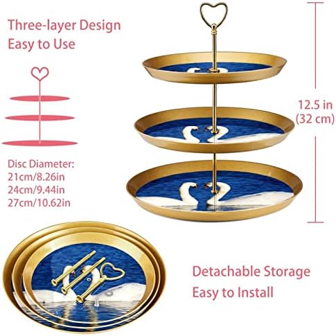 Торта Стои Во Собата на 3, Лебед Љубов Торта Пиедестал Дисплеј Маса Десерт Кекси Штанд За Свадба Бебе Туш Прослава