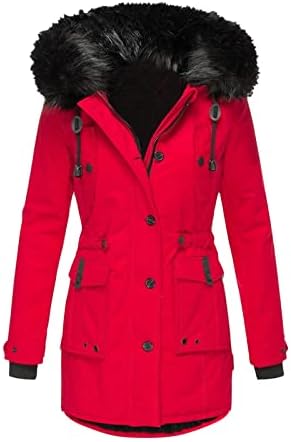 Зимска облека за жени плус големина дневна зимска палто, јака со долг ракав јакна гроздобер, задебелен палто јакна топло