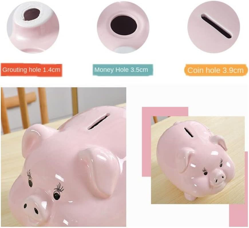 Јадење на свињи Керамика Керамика розова свињи контра тегла за заштеди банки Fortune свиња декор возрасни, девојки, керамика свиња