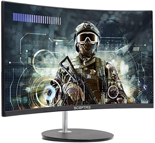 Scepptre Криви 24 75hz Професионални LED Монитор 1080p 98% sRGB HDMI VGA Вградување Звучници, Машина Црна 2021