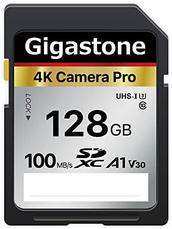 Gigastone 128gb SD Картичка V30 SDXC Мемориска Картичка Со Голема Брзина 4K Ultra HD Uhd Видео Компатибилен Со Канон Никон Sony Pentax Кодак Олимп