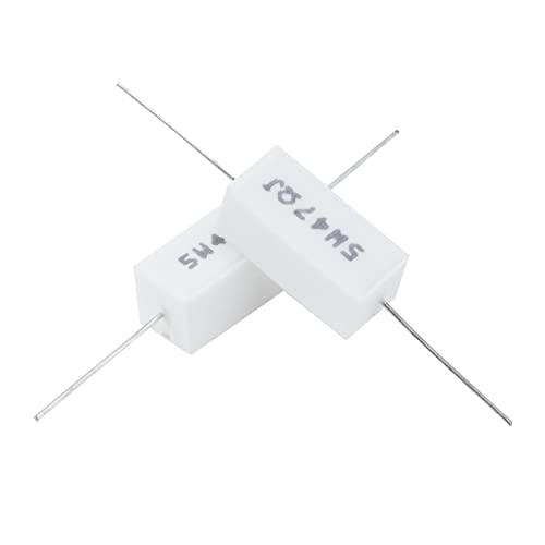 Faotup 20pcs бел 5W47RJ керамички цемент отпорник, отпорник од 5W 47 ом, отпорник на моќност на керамички цемент од жица, маргина на