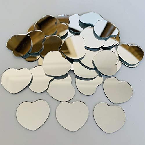 Нуо Руи 1 инч Мал облик на срцев огледало Мозаик плочка за уметнички занаетчиски проекти, 100 парчиња