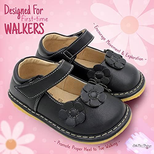 Бутикот на малата Меј Мери Јапеејн Пискливи Чевли За Мали Девојчиња, Идеални Чевли за Пешачење Со Отстранлив Чкрипеч И Прилагодлив Ремен-Меки