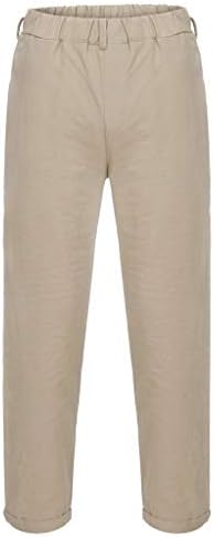 Менс лето едноставен деловен стил памучен постелнина цврста тенка исечени панталони панталони