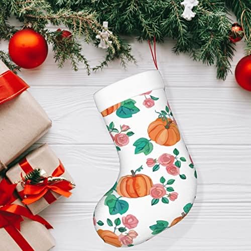 Аугенски Божиќни чорапи тикви рози Акварел двострана камин што виси чорапи