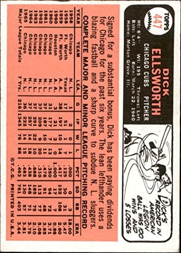 1966 Топпс # 447 Дик Елсворт Чикаго Cubs NM Cubs
