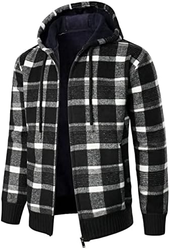 Менс зимски јакни со качулка кабел карирано плетење плетење палто џемпер топло цврста боја јакни врвови за мажи