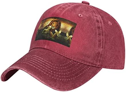 Зајдисонце лав од јагнешко месо печатено бејзбол капа, прилагодлива каубојска капа за возрасни, достапна во текот на целата година