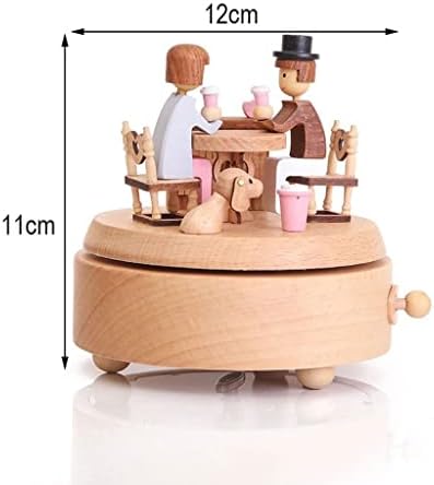 FBVCDX Роденденски подарок дрвена ротирачка часовна кутија Рачно изработена дрвена кутија занаети дома Декорација за Денот на вineубените за подарок 2021