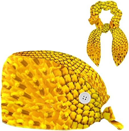 Прилагодливо работно капаче со џемпер -лента соодветно и лак за коса, чиста сончоглед летни цвеќиња жолти