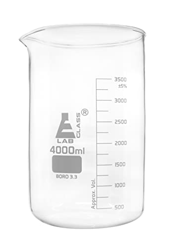 Чаша, 4000мл-Ниска Форма со Излив-Бела, 500мл Дипломирање - Боросиликат 3.3 Стакло-Еиско Лаборатории