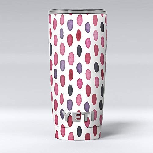 Дизајн Скинц на црвените и виолетовите водни ознаки - комплет за винил за завиткување на кожата компатибилен со чашите за ладилни ладилни текови на Јети Рамблер