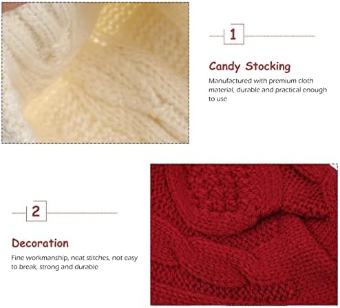 Nuobesty Голема капчиња плетени Божиќни чорапи: 4 парчиња џамбо порибни подароци торби елка украс украс персонализиран Божиќ камин