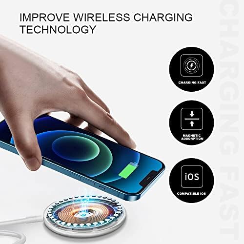 Магнетски безжичен полнач TxQula, 15W 【Apple MFI Сертифициран】 Magsafe Charger Magnetic Fast Wireless Charger компатибилен со iPhone