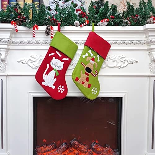 Dearsun Pet Christmas Personaliled Stocking Dog Christmas Personalized Stocking со технологија за везови кучиња Божиќно порибување кучиња торба