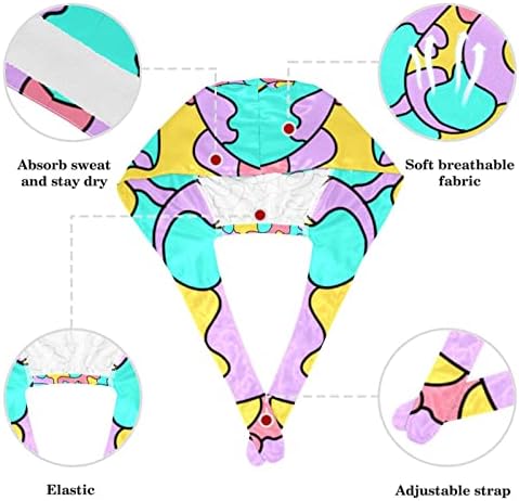 yoyoamoy прилагодливо работно капаче со копчиња Апстрактна шема Шарена ленти Буфант Хет Еластичен завој вратоврска назад