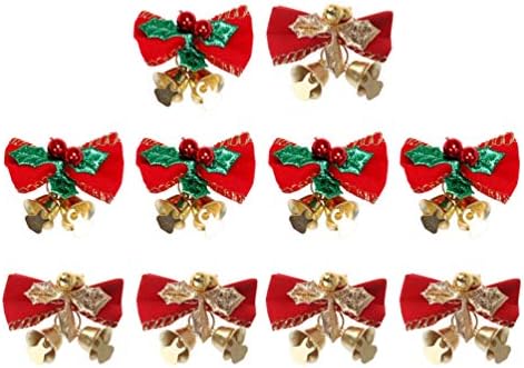 Nuobesty Christmas Decor 10pcs bowknot bell bell