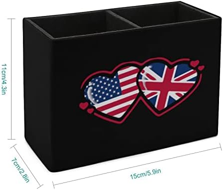 Американско и британско знаме срце ПУ кожен пенкало за моливче за молив, купови, организатор на кутија за контејнери за канцелариски