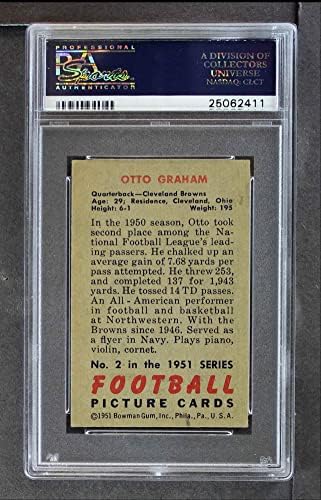 1951 Бауман # 2 Ото Греам Кливленд Браунс-ФБ ПСА ПСА 4,00 Браунс-ФБ Северозападен