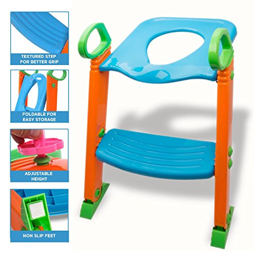 Столче за тоалетно седиште со цврсти чекори против лизгање за деца девојчиња девојчиња мали деца - удобно w/рачки - преносна безбедносна
