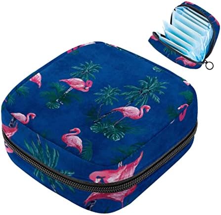 Темно сина фламинго период торба санитарна торба за чување на салфетки за чување тампони собрани торба женска нега санитарна организатор за тинејџерски училишни ?