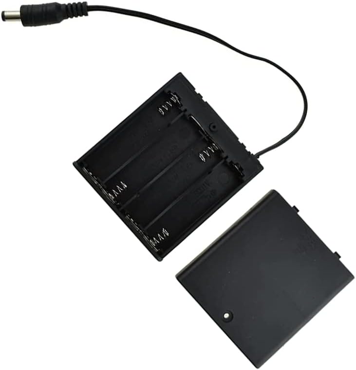 AIMPGSTL 4PCS DC 5.5x2.1mm машки конектор 4x1.5V 6V држач за батерии кутија кутија за вклучување на прекинувачот за пластични кутии за