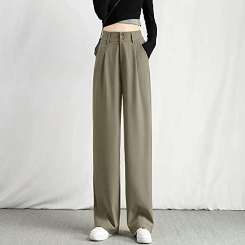 Женски џемпери со високи половини со високи половини, панталони широки нозе, лаги летни панталони, копче за појас удобни обични панталони