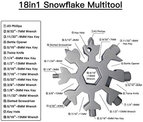 Подароци од Окака за тато 18-во-1 Снегулка Мултитул, џеб од не'рѓосувачки челик мулти-шрафцигер клуч, рачни алатки за мажи и момчиња