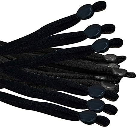 Marhashii шарена високо -еластична лента еластична јаже гума од гума за јаже, еластична линија DIY шиење, правење додатоци Еластична висечка лента за уво - 300 парчиња црна