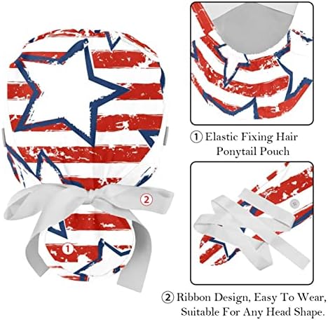 Kigauru 2pcs жени прилагодливо работно капаче со копче Американски знак за конска опашка вратоврска вратоврска назад капа