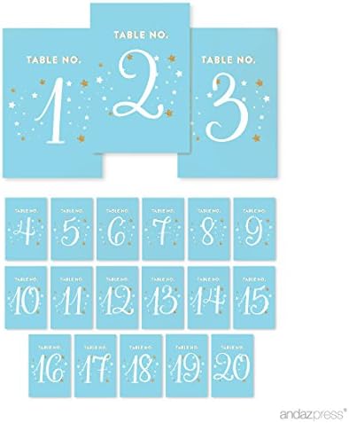 Andaz Press Twinkle Twinkle Little Star Baby Blue Collection Collection, броеви на табели 1-20 на перфорирана хартија, еднострана,