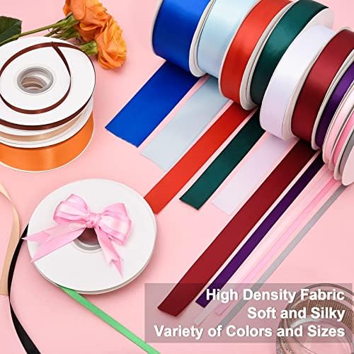 1-1/2 x 50 јарди светло розова двојна лента со сатенска лента, цврста боја на ткаенини со висока густина лента со ленти, одлични за завиткување